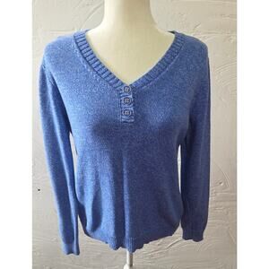 Karen Scott Woman's Blue V Neck Sweater Size Small